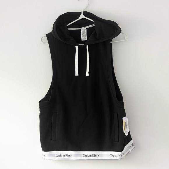 NWT Calvin Klein Women's Black Sleeveless Hoodie In Size M - Picture 3 of 10